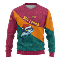Sri Lanka Christmas Ugly Christmas Sweater with Santa Hat Fish Ocean Icons and Tri Color Festive Design - Wonder Print Shop