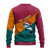 Sri Lanka Christmas Ugly Christmas Sweater with Santa Hat Fish Ocean Icons and Tri Color Festive Design - Wonder Print Shop