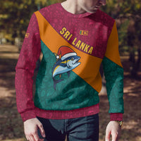 Sri Lanka Christmas Ugly Christmas Sweater with Santa Hat Fish Ocean Icons and Tri Color Festive Design - Wonder Print Shop