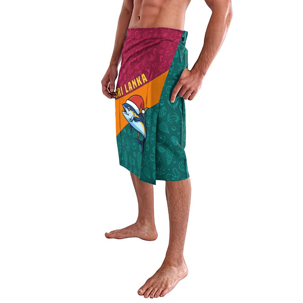 Sri Lanka Christmas Lavalava with Santa Hat Fish Ocean Icons and Tri Color Festive Design - Wonder Print Shop