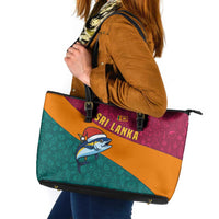 Sri Lanka Christmas Leather Tote Bag with Santa Hat Fish Ocean Icons and Tri Color Festive Design - Wonder Print Shop