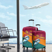 Sri Lanka Christmas Luggage Cover with Santa Hat Fish Ocean Icons and Tri Color Festive Design - Wonder Print Shop