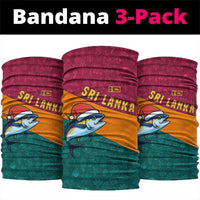 Sri Lanka Christmas Neck Gaiter with Santa Hat Fish Ocean Icons and Tri Color Festive Design - Wonder Print Shop