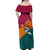 Sri Lanka Christmas Off Shoulder Maxi Dress with Santa Hat Fish Ocean Icons and Tri Color Festive Design - Wonder Print Shop