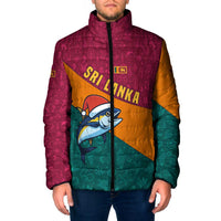 Sri Lanka Christmas Padded Jacket with Santa Hat Fish Ocean Icons and Tri Color Festive Design - Wonder Print Shop