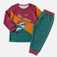 Sri Lanka Christmas Pajama Set with Santa Hat Fish Ocean Icons and Tri Color Festive Design - Wonder Print Shop