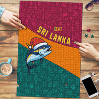 Sri Lanka Christmas Puzzle with Santa Hat Fish Ocean Icons and Tri Color Festive Design - Wonder Print Shop