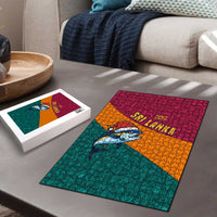 Sri Lanka Christmas Puzzle with Santa Hat Fish Ocean Icons and Tri Color Festive Design - Wonder Print Shop