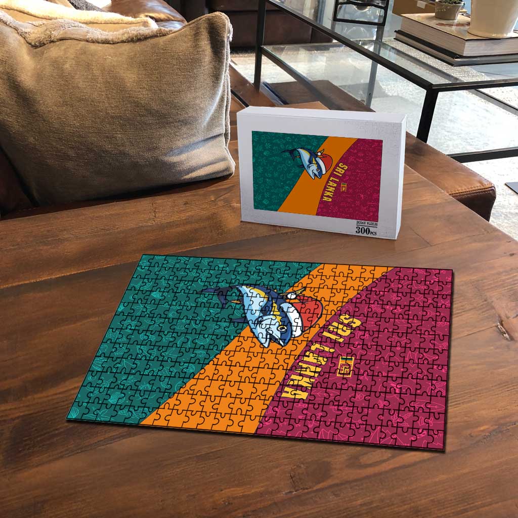 Sri Lanka Christmas Puzzle with Santa Hat Fish Ocean Icons and Tri Color Festive Design - Wonder Print Shop