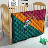 Sri Lanka Christmas Quilt with Santa Hat Fish Ocean Icons and Tri Color Festive Design - Wonder Print Shop