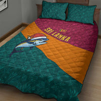 Sri Lanka Christmas Quilt Bed Set with Santa Hat Fish Ocean Icons and Tri Color Festive Design - Wonder Print Shop