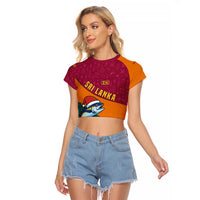 Sri Lanka Christmas Raglan Cropped T Shirt with Santa Hat Fish Ocean Icons and Tri Color Festive Design - Wonder Print Shop