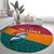 Sri Lanka Christmas Round Carpet with Santa Hat Fish Ocean Icons and Tri Color Festive Design - Wonder Print Shop