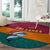 Sri Lanka Christmas Round Carpet with Santa Hat Fish Ocean Icons and Tri Color Festive Design - Wonder Print Shop