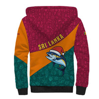 Sri Lanka Christmas Sherpa Hoodie with Santa Hat Fish Ocean Icons and Tri Color Festive Design - Wonder Print Shop