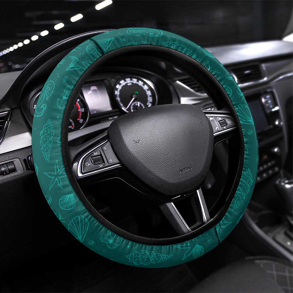 Sri Lanka Christmas Steering Wheel Cover with Santa Hat Fish Ocean Icons and Tri Color Festive Design - Wonder Print Shop