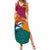 Sri Lanka Christmas Summer Maxi Dress with Santa Hat Fish Ocean Icons and Tri Color Festive Design - Wonder Print Shop