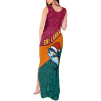 Sri Lanka Christmas Tank Maxi Dress with Santa Hat Fish Ocean Icons and Tri Color Festive Design - Wonder Print Shop