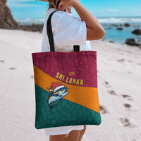 Sri Lanka Christmas Tote Bag with Santa Hat Fish Ocean Icons and Tri Color Festive Design - Wonder Print Shop