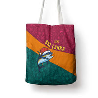 Sri Lanka Christmas Tote Bag with Santa Hat Fish Ocean Icons and Tri Color Festive Design - Wonder Print Shop