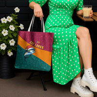 Sri Lanka Christmas Tote Bag with Santa Hat Fish Ocean Icons and Tri Color Festive Design - Wonder Print Shop