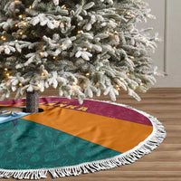 Sri Lanka Christmas Tree Skirt with Santa Hat Fish Ocean Icons and Tri Color Festive Design - Wonder Print Shop