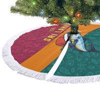 Sri Lanka Christmas Tree Skirt with Santa Hat Fish Ocean Icons and Tri Color Festive Design - Wonder Print Shop