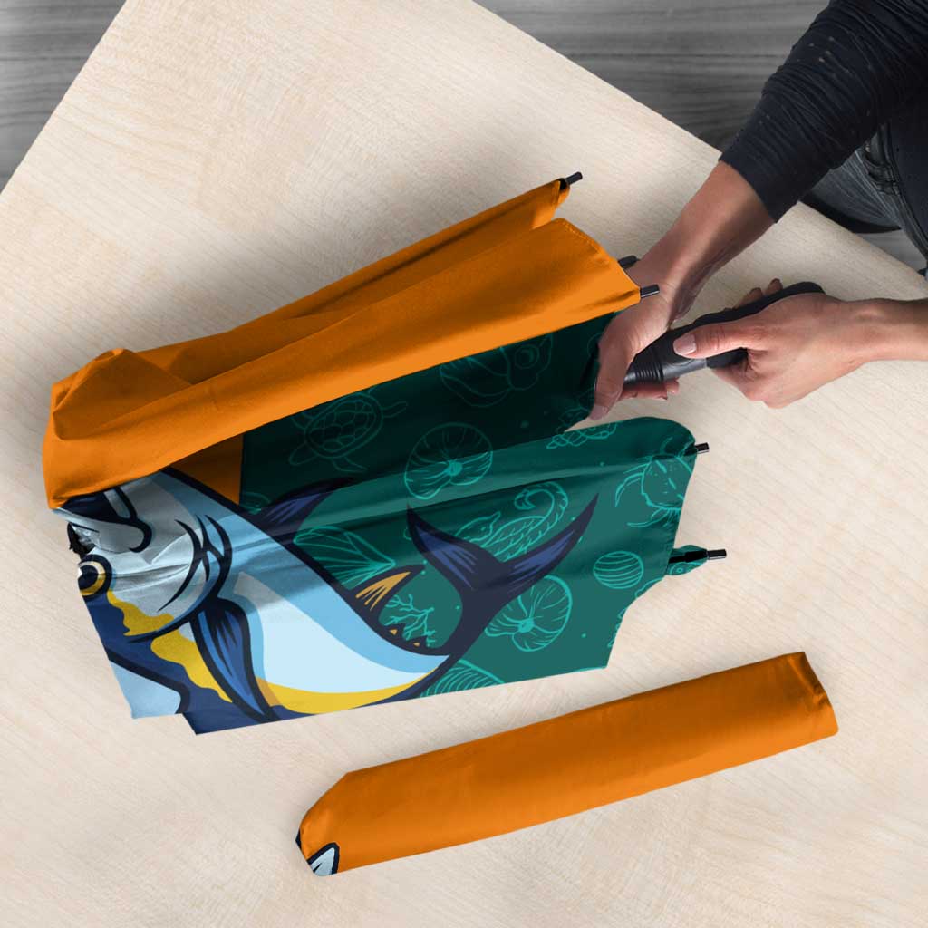 Sri Lanka Christmas Umbrella with Santa Hat Fish Ocean Icons and Tri Color Festive Design - Wonder Print Shop