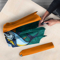 Sri Lanka Christmas Umbrella with Santa Hat Fish Ocean Icons and Tri Color Festive Design - Wonder Print Shop