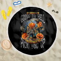 Of Course I'm Going To Hell Skull Pumpkin Halloween Beach Blanket - Wonder Print Shop