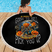 Of Course I'm Going To Hell Skull Pumpkin Halloween Beach Blanket - Wonder Print Shop