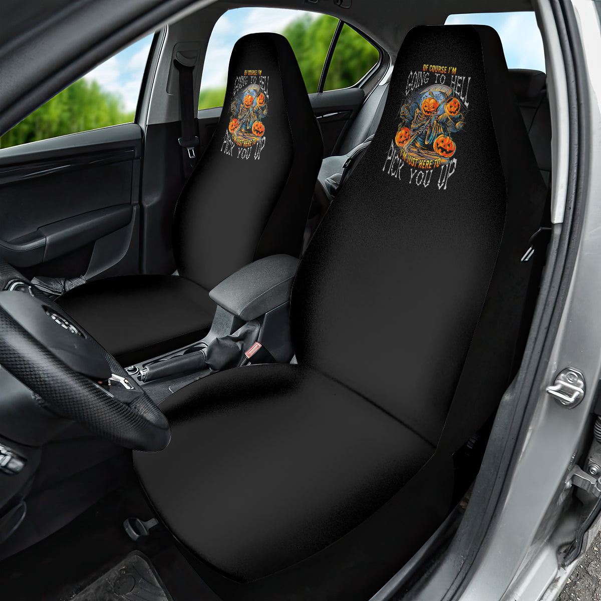 Of Course I'm Going To Hell Skull Pumpkin Halloween Car Seat Cover - Wonder Print Shop