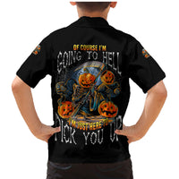 Of Course I'm Going To Hell Skull Pumpkin Halloween Family Matching Mermaid Dress and Hawaiian Shirt - Wonder Print Shop