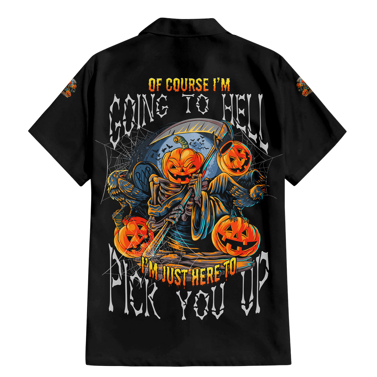 Of Course I'm Going To Hell Skull Pumpkin Halloween Family Matching Mermaid Dress and Hawaiian Shirt - Wonder Print Shop