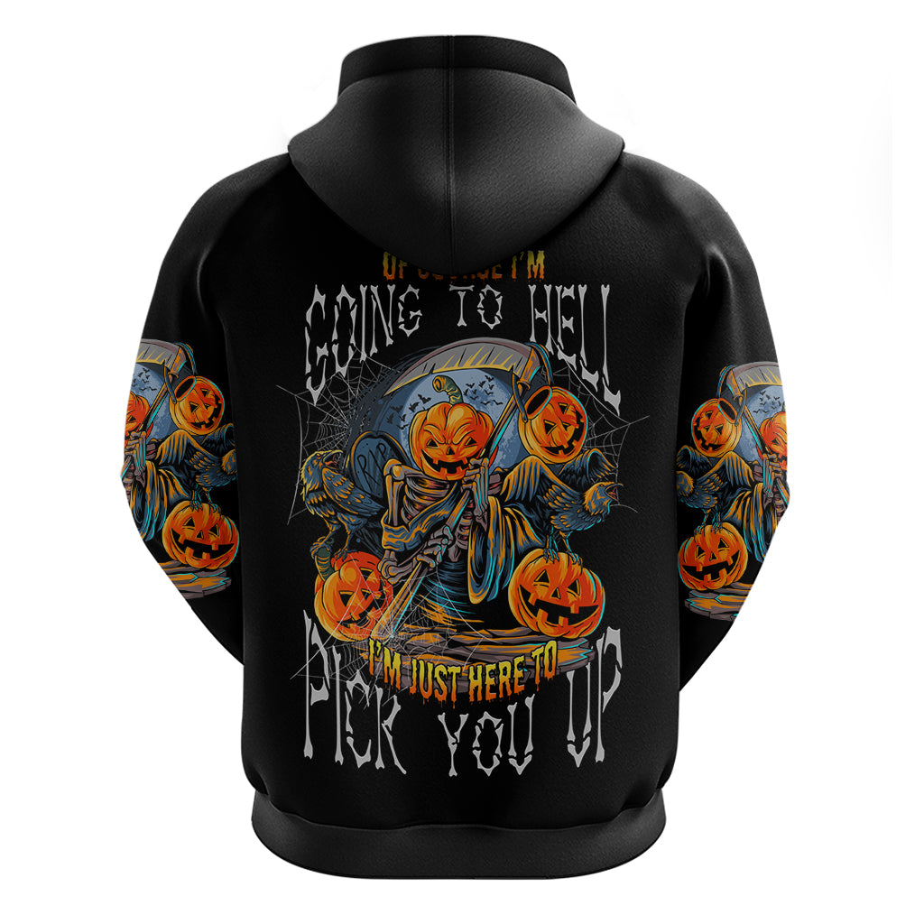 Of Course I'm Going To Hell Skull Pumpkin Halloween Hoodie - Wonder Print Shop
