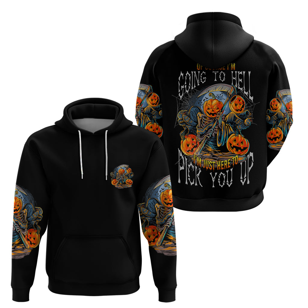Of Course I'm Going To Hell Skull Pumpkin Halloween Hoodie - Wonder Print Shop