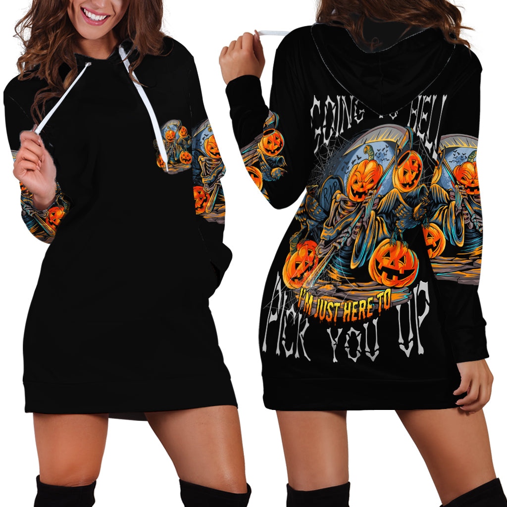 Of Course I'm Going To Hell Skull Pumpkin Halloween Hoodie Dress - Wonder Print Shop