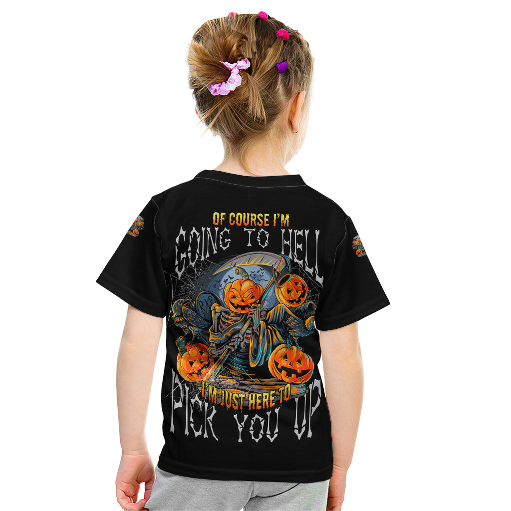 Of Course I'm Going To Hell Skull Pumpkin Halloween Kid T Shirt - Wonder Print Shop