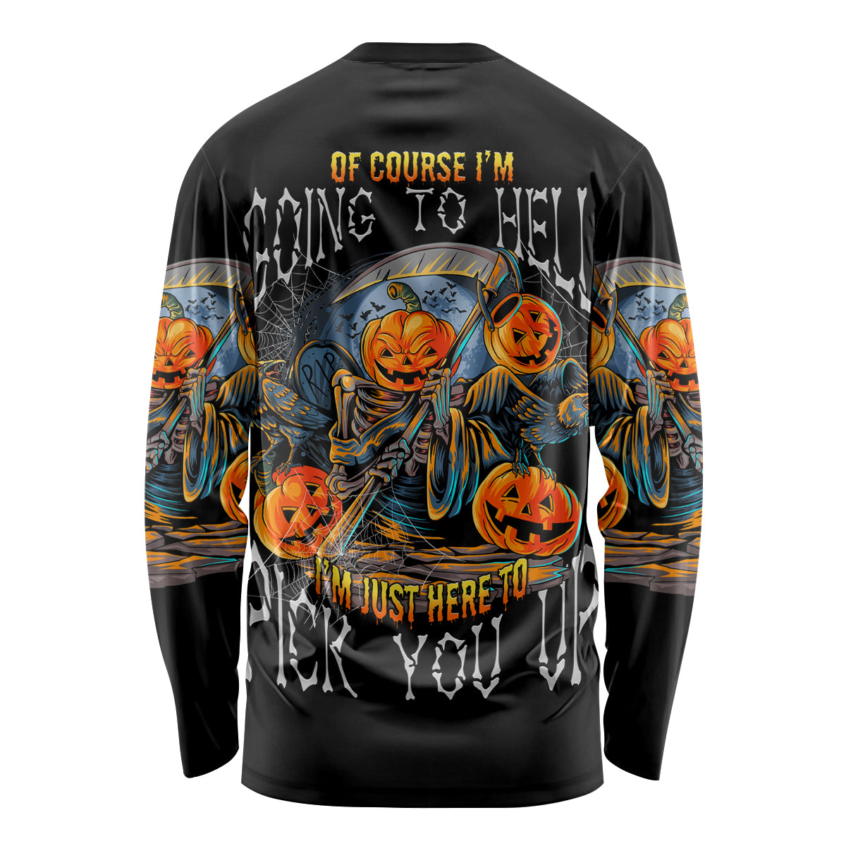 Of Course I'm Going To Hell Skull Pumpkin Halloween Long Sleeve Shirt - Wonder Print Shop