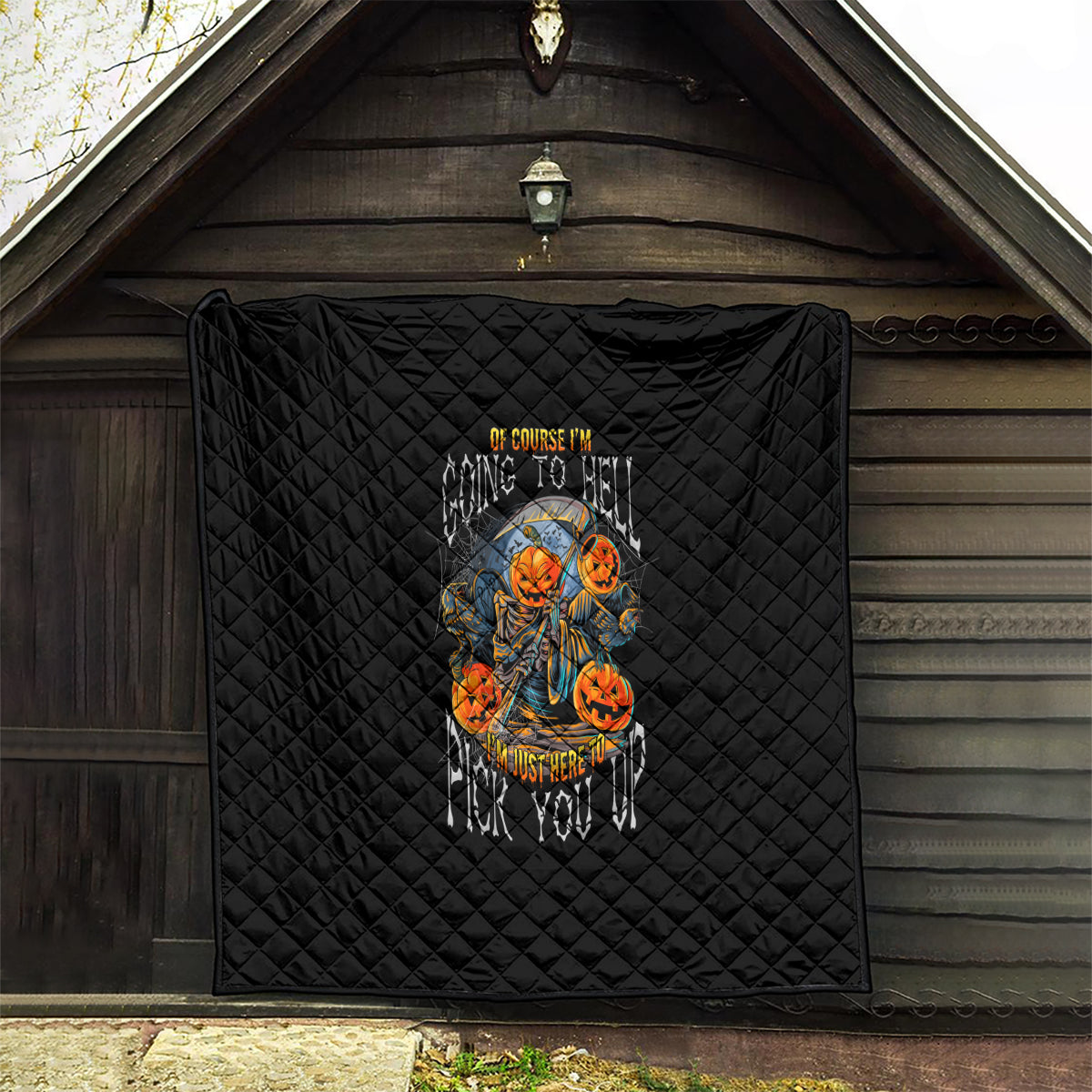 Of Course I'm Going To Hell Skull Pumpkin Halloween Quilt - Wonder Print Shop