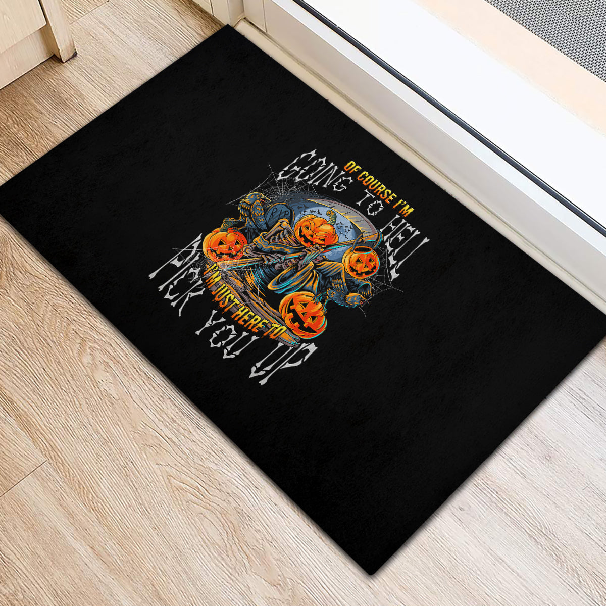 Of Course I'm Going To Hell Skull Pumpkin Halloween Rubber Doormat - Wonder Print Shop