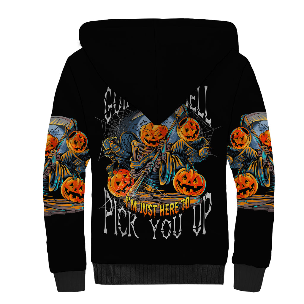 Of Course I'm Going To Hell Skull Pumpkin Halloween Sherpa Hoodie - Wonder Print Shop
