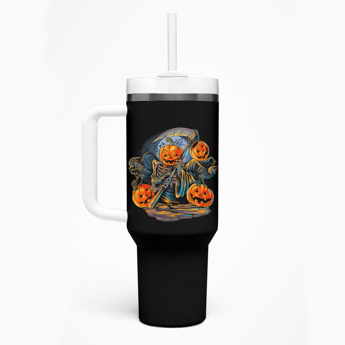Of Course I'm Going To Hell Skull Pumpkin Halloween Tumbler With Handle - Wonder Print Shop