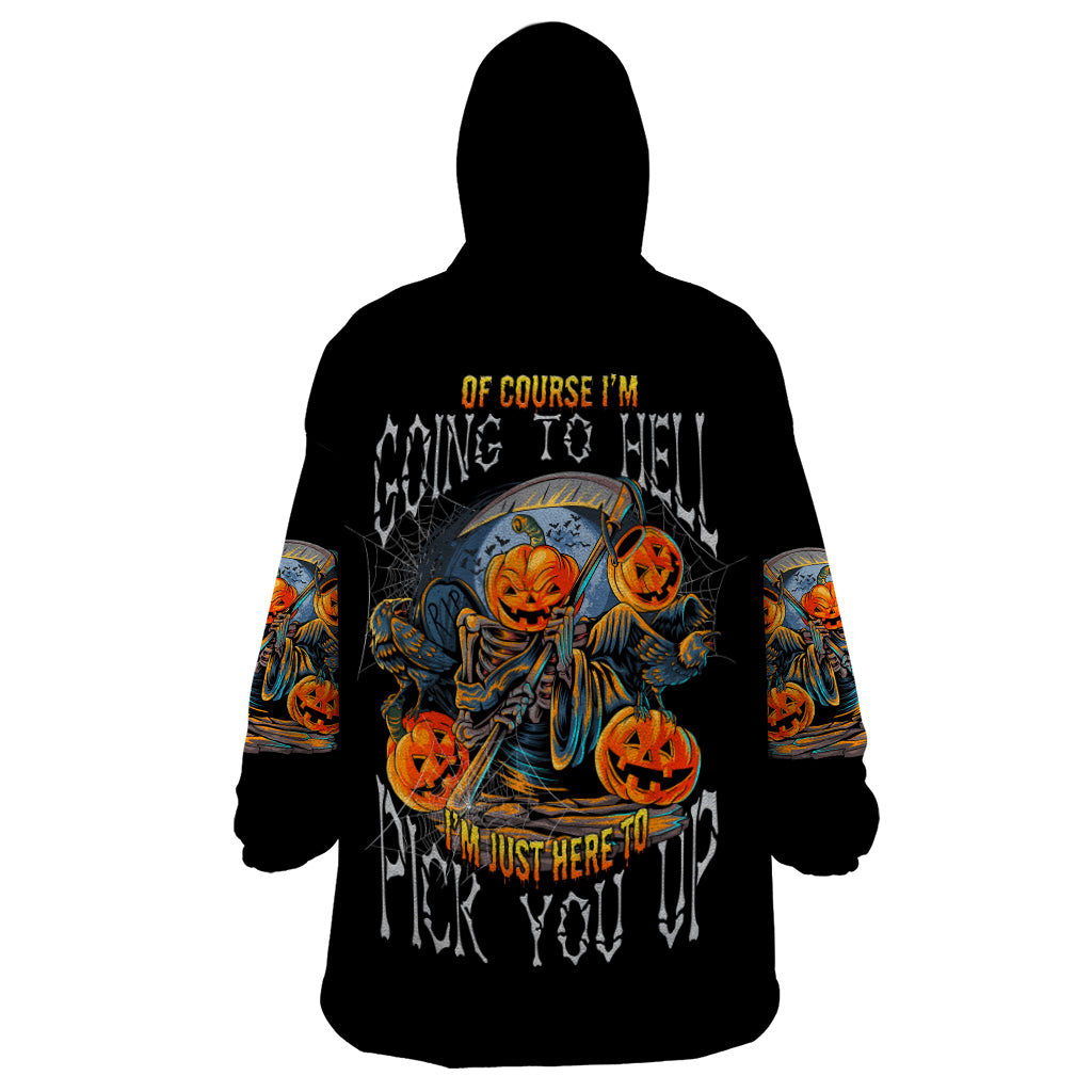 Of Course I'm Going To Hell Skull Pumpkin Halloween Wearable Blanket Hoodie - Wonder Print Shop