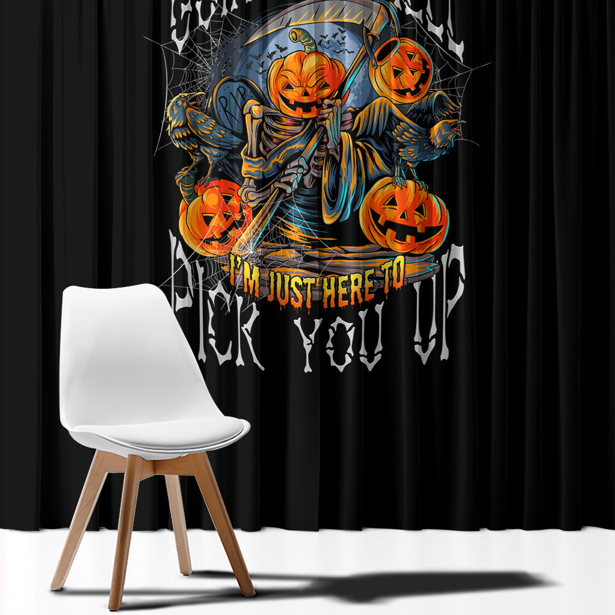 Of Course I'm Going To Hell Skull Pumpkin Halloween Window Curtain - Wonder Print Shop