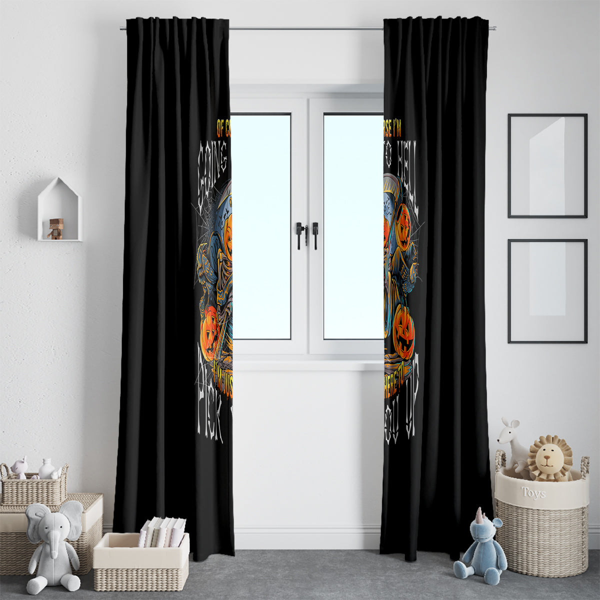 Of Course I'm Going To Hell Skull Pumpkin Halloween Window Curtain - Wonder Print Shop