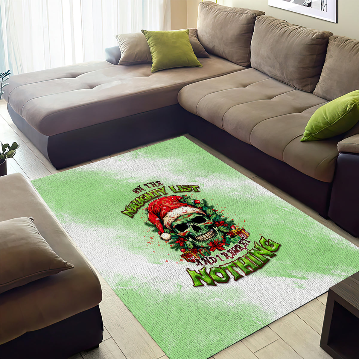 On The Naughty List Skull Christmas Area Rug - Wonder Print Shop
