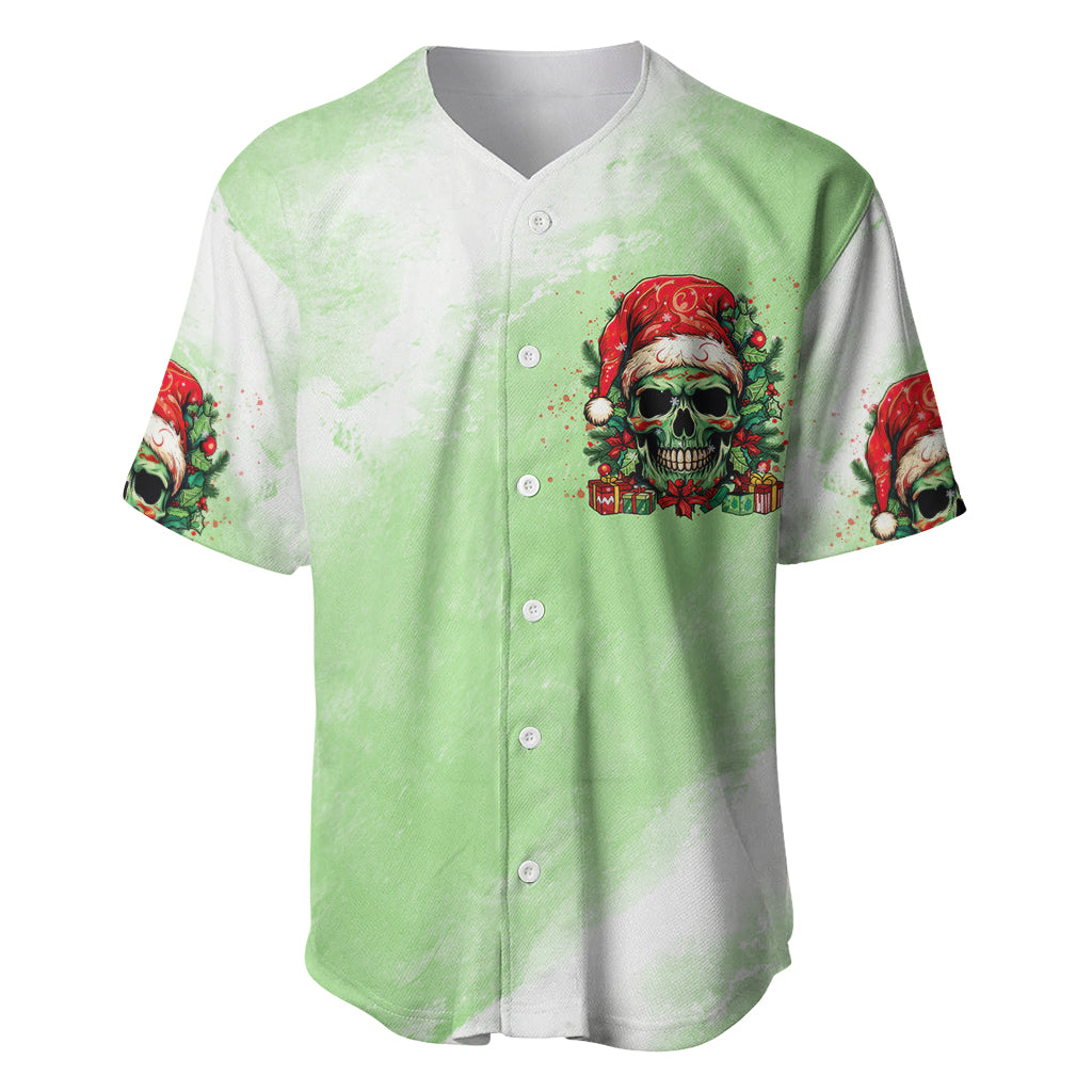 On The Naughty List Skull Christmas Baseball Jersey - Wonder Print Shop