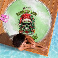 On The Naughty List Skull Christmas Beach Blanket - Wonder Print Shop