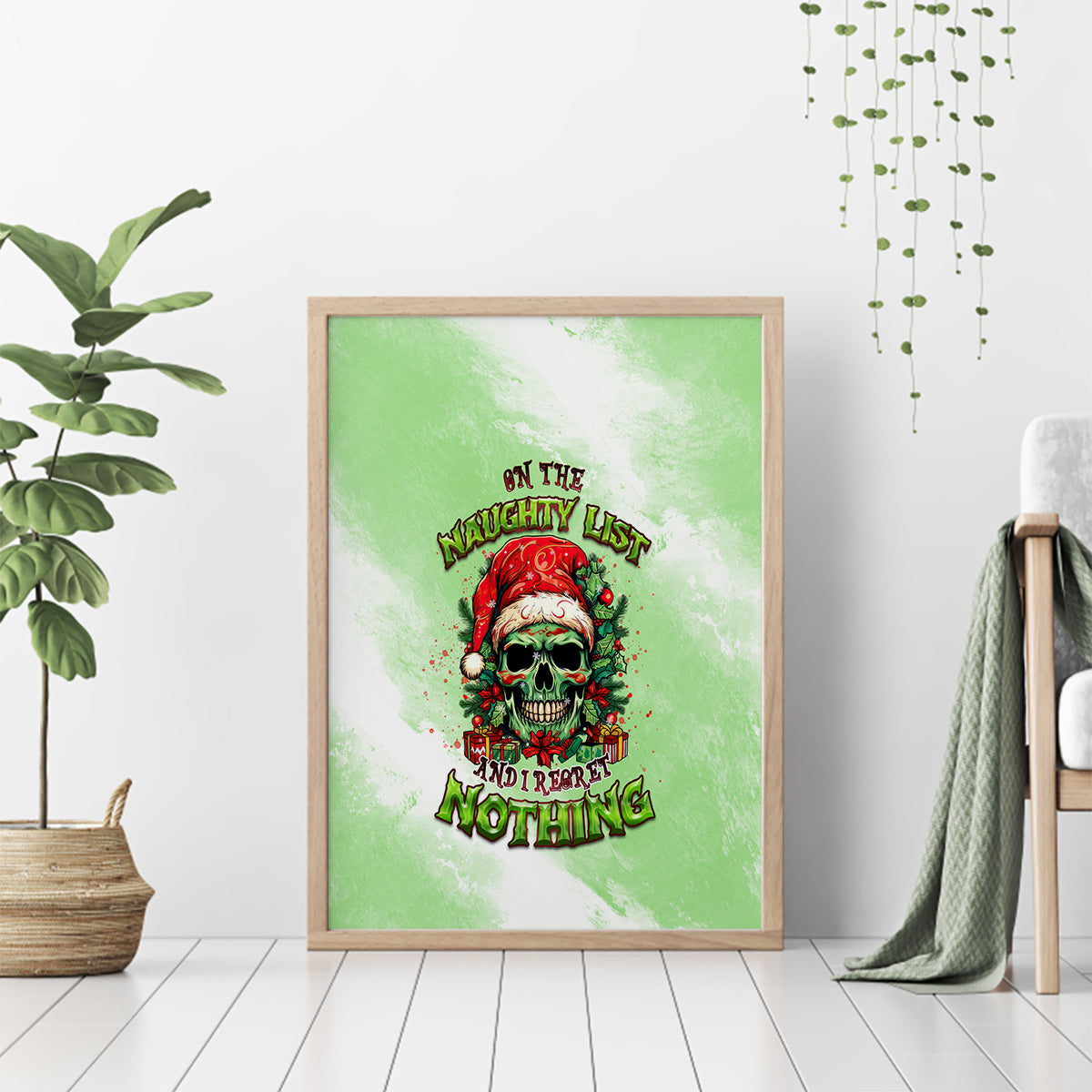 On The Naughty List Skull Christmas Canvas Wall Art - Wonder Print Shop